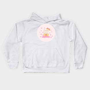 A gift box with a cute cat. Kids Hoodie